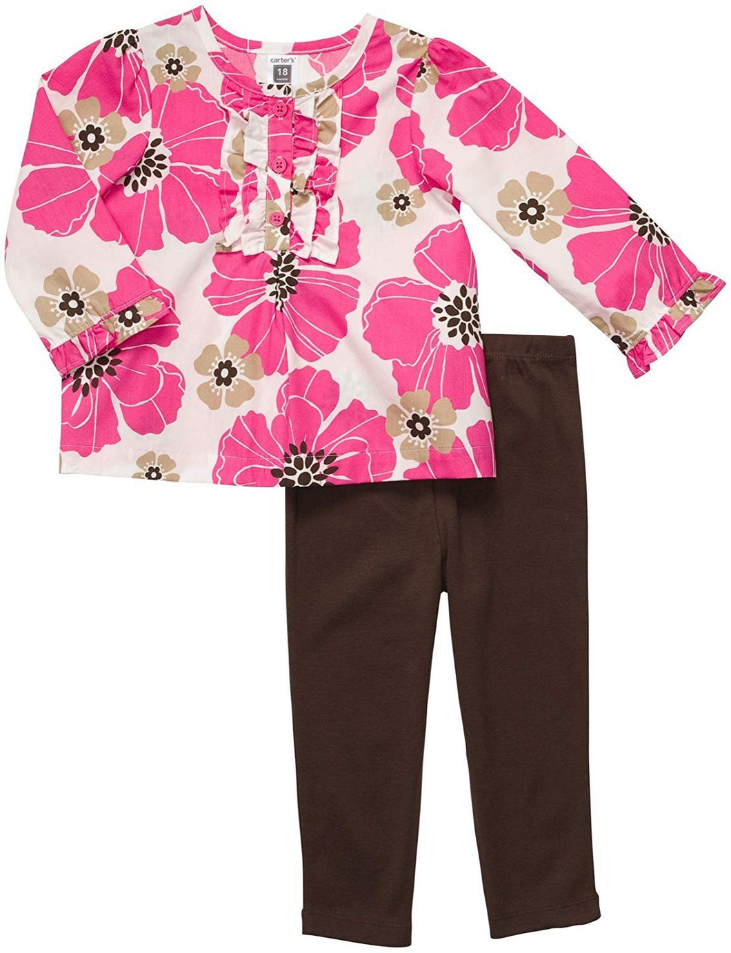 Carter's Baby Girl's Infant Two Piece Poplin Top Pant Set - Large Floral Print