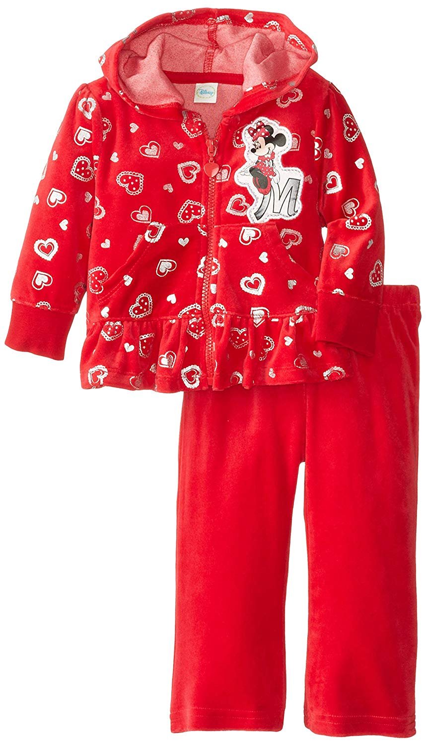 Disney Baby Girls' Minnie Mouse 2 Piece Heart Velour Hoodie Set