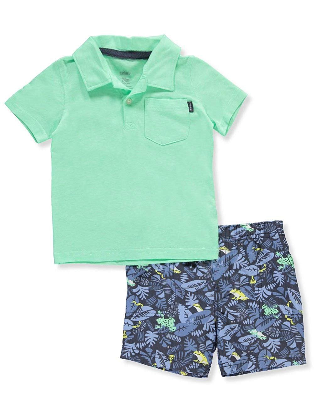 Carter's Baby Boys' 2 Piece Neon Jersey Polo & Canvas Shorts Set
