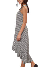 Load image into Gallery viewer, Paper Doll Girls' High-Low Sleeveless Dress (Black/Ivory Stripe)
