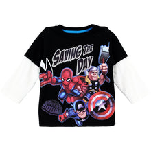 Load image into Gallery viewer, Super Hero Squad Toddler Boys Long Sleeve Shirt Saving The Day Black Tee
