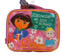 Load image into Gallery viewer, Dora and Boots Soft Glittery Insulated Lunchbox "Escuela We Love School"
