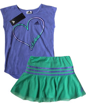 Load image into Gallery viewer, adidas Girl&#39;s 2 Piece Athletic T-Shirt &amp; Skort Set
