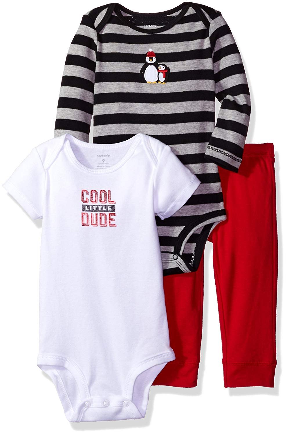 Carter's Baby Boys' 3-Piece Pants Set, Penguin Cool Little Dude